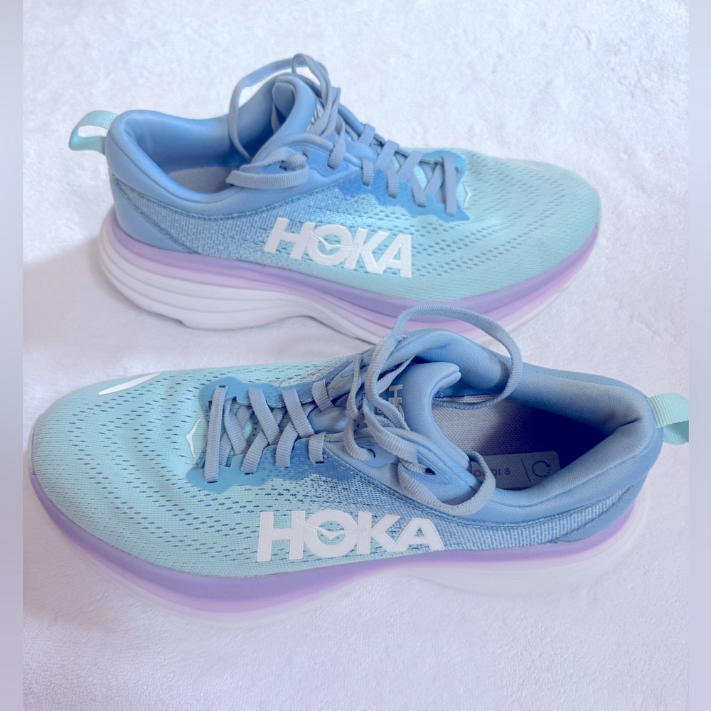 Hoka Bondi 8 Women’s 7.5 Airy Blue/Sunlit Ocean Running/Walking Sneaker Shoes